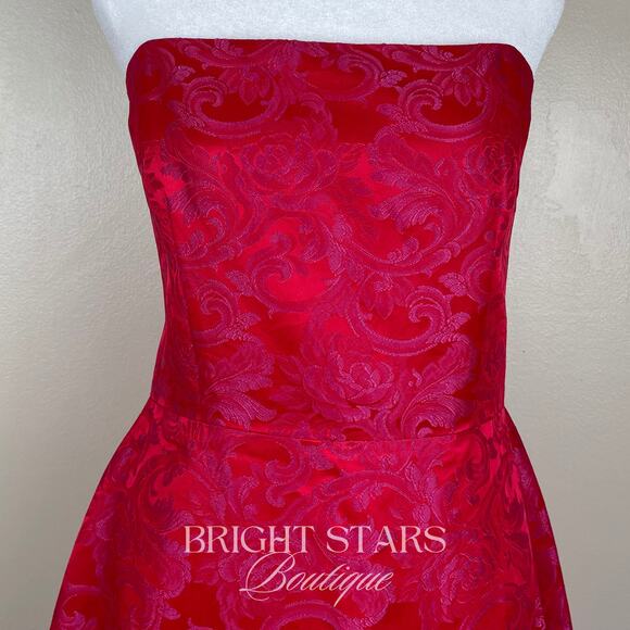 Rare Strapless Dress ASO Gabrielle Solis Desperate Housewives Red Pink Brocade - Picture 7 of 10